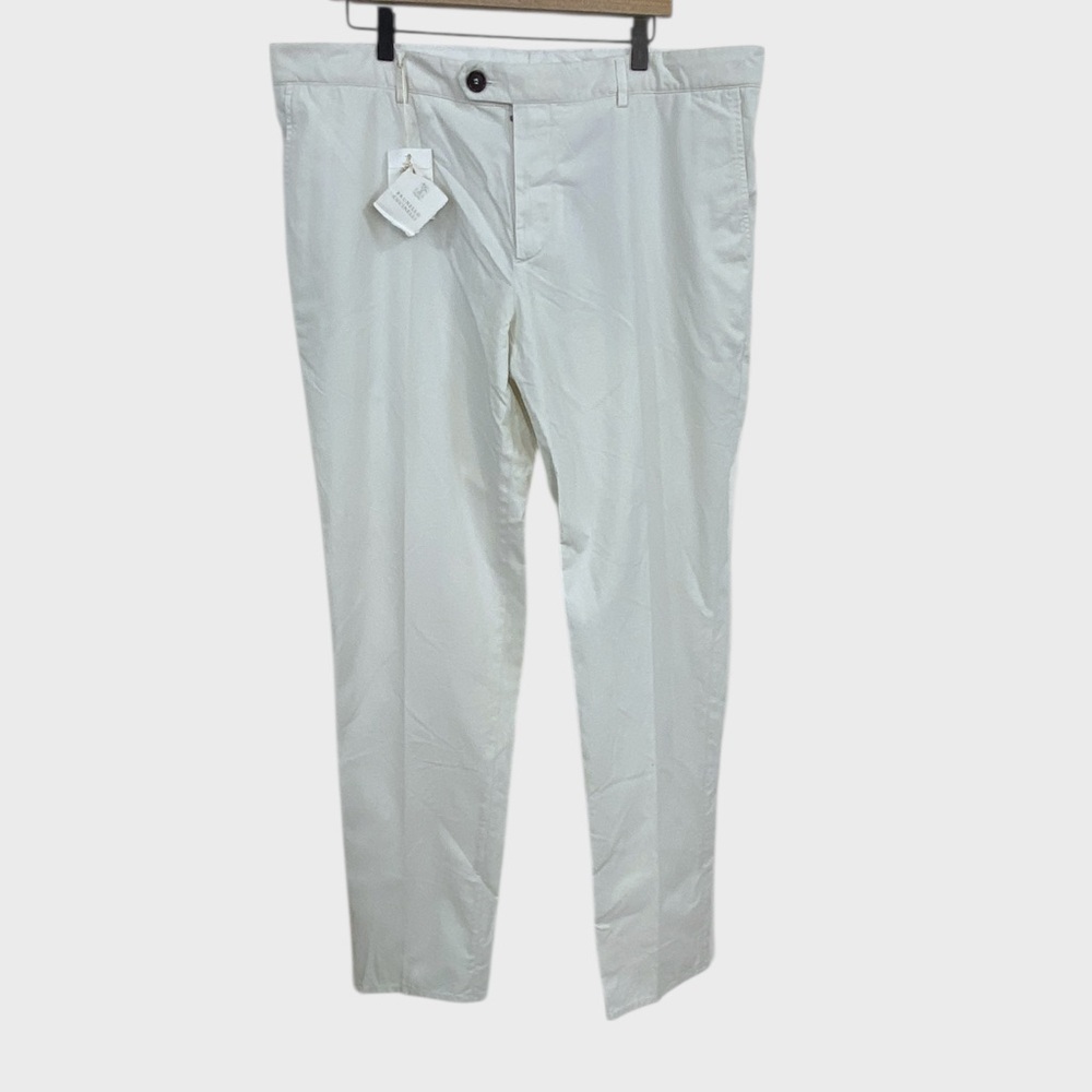 Brunello Cucinelli NWT Soft White Ecru Cotton Pants Size 58